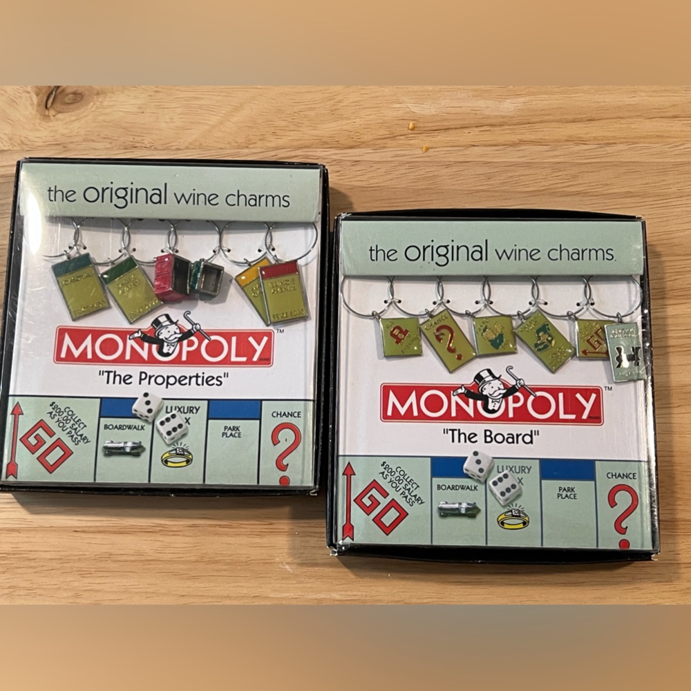 NWT Monopoly The Original Wine Charms (set of 2)